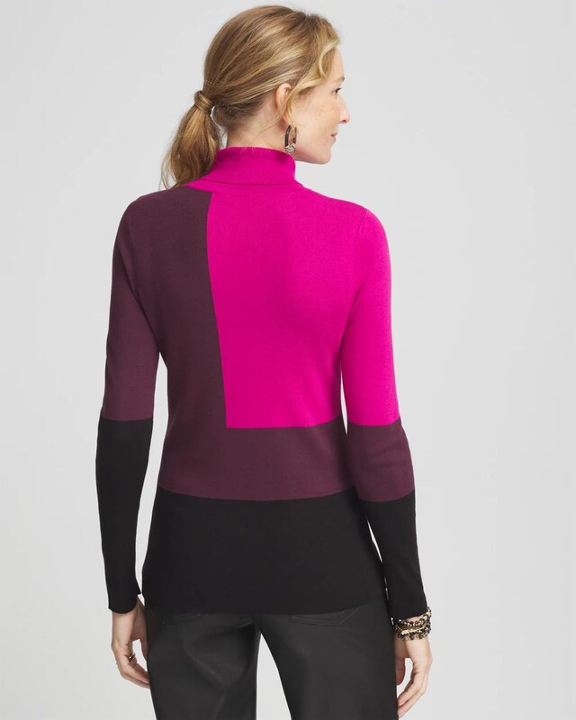 Ecovero Colorblock Turtleneck Pullover Sweater - image 3